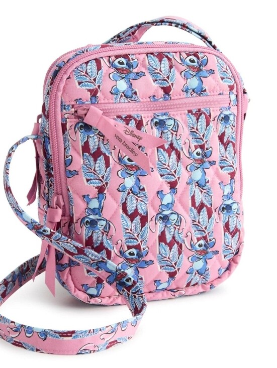 Vera Bradley Handbags - Vera Bradley Pink Disney Stitch Quilted Crossbody Bag, 4 Pockets